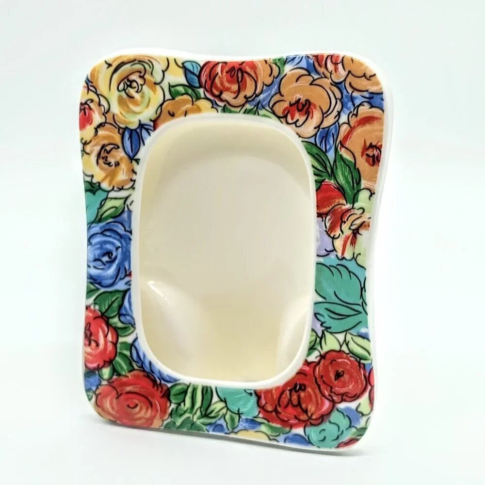 Hand-Painted Floral Porcelain Picture Frame